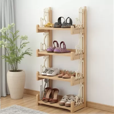 Nordic style multi-layer solid wood shoe rack | Senyu Building