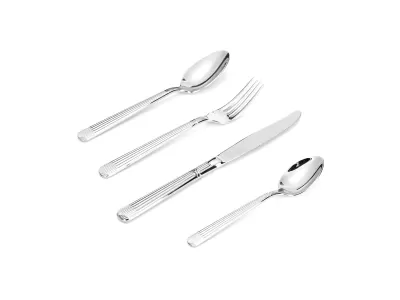 Linear Ribbed Handle Stainless Steel Flatware Set