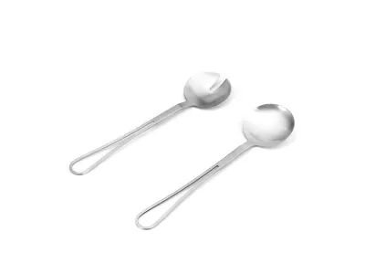 Stainless Steel Serving Spoon and Ladle Pair