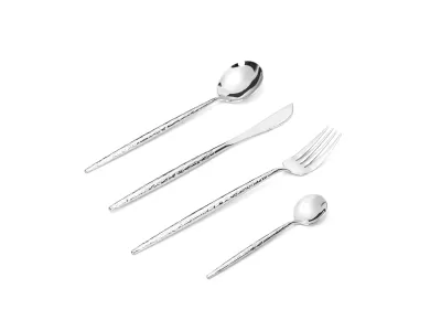 Etched Border Handle Stainless Steel Flatware Set