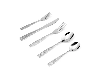 Fine Glitter-Textured Stainless Steel Flatware Set