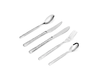 Hammered Slim Handle Stainless Steel Flatware Set