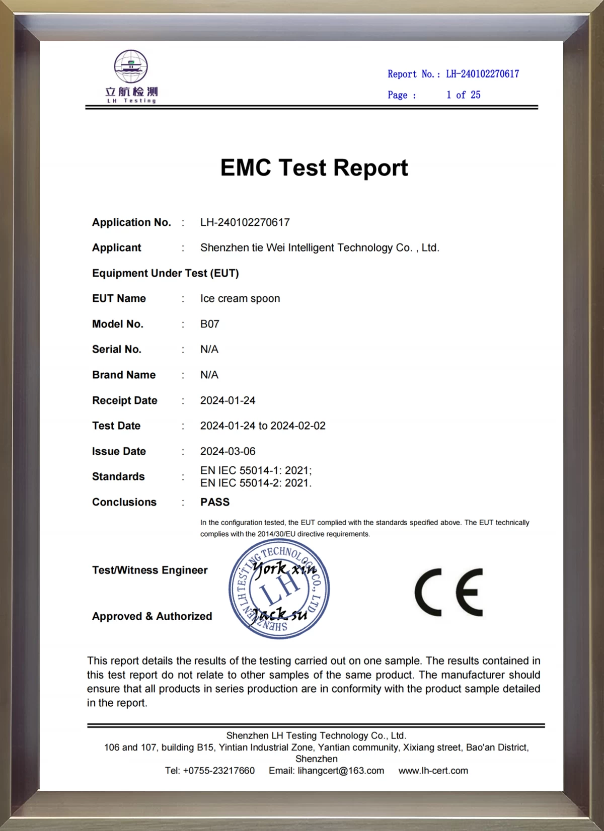Certificate qualification 1
