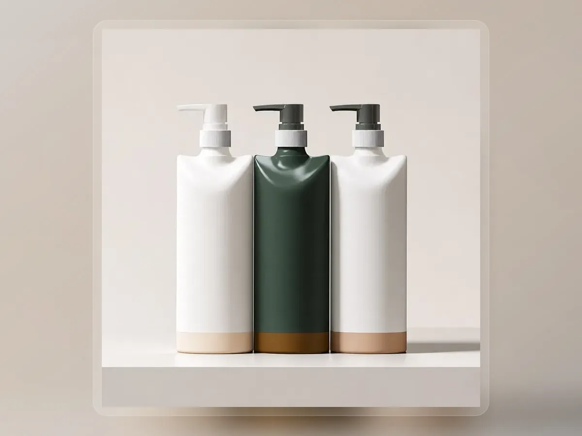 White and green clarifying body wash pump bottles on premium extended background