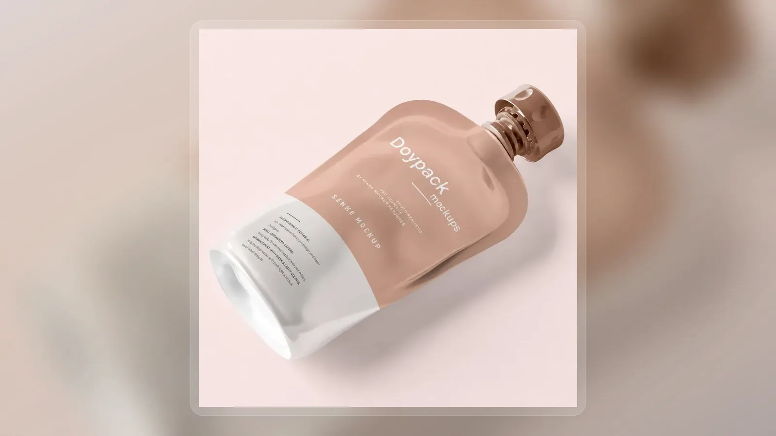 Soft pink botanical hair dye squeeze bottle on pale background in wide presentation layout