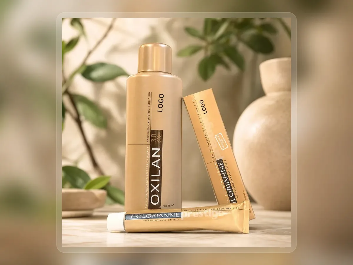Botanical black hair cream bottles with slim cartons on premium extended background