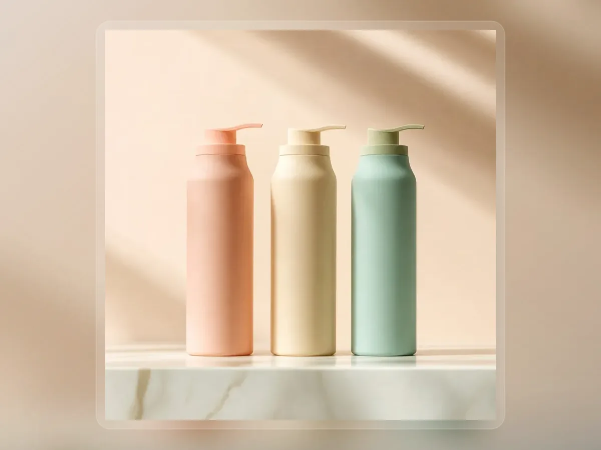 Pastel high moisture body wash bottles in three colors on premium extended background