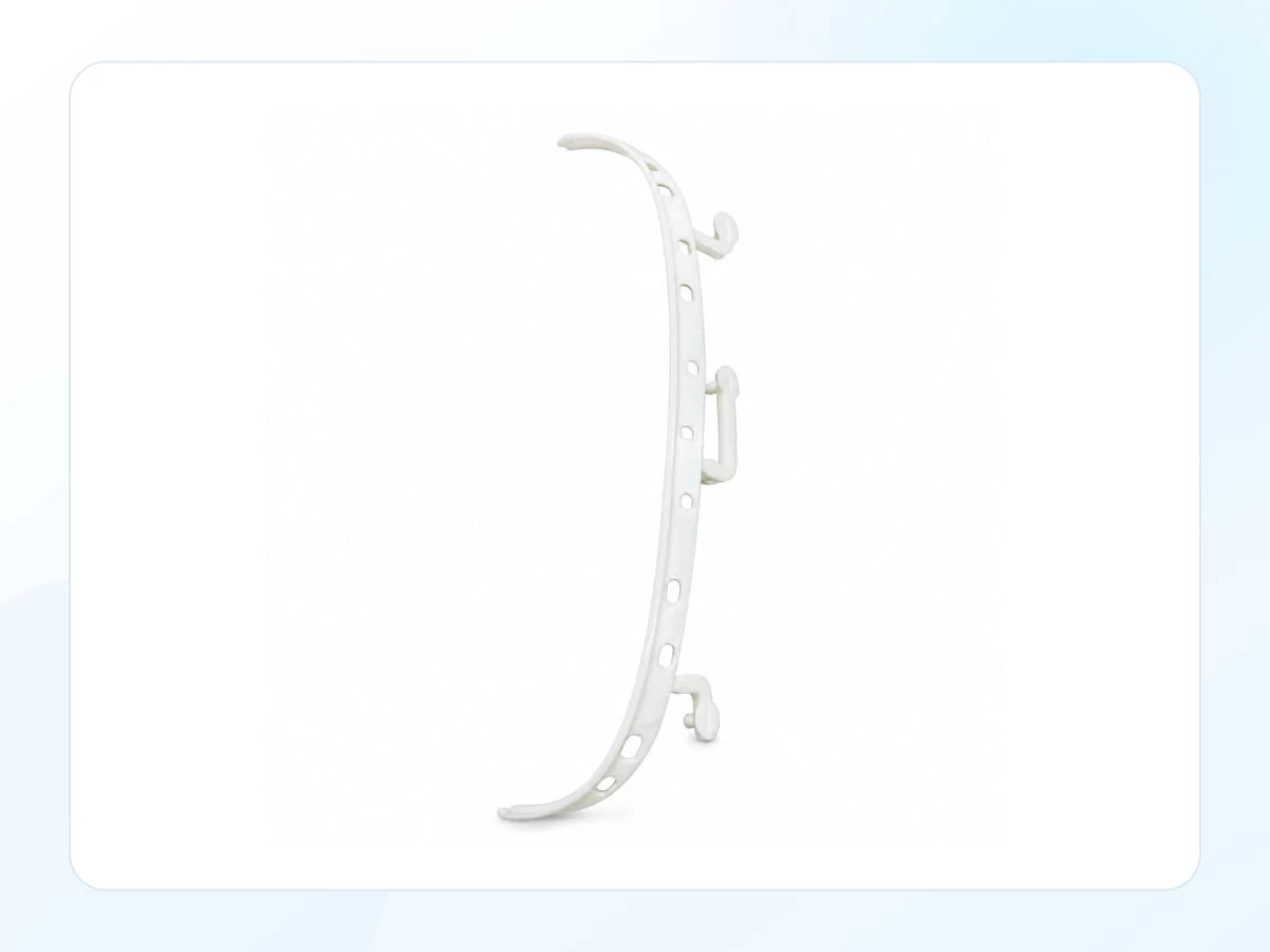 Curved T88 automotive ambient lighting trim with molded locating tabs with key product features
