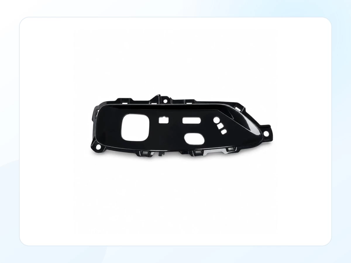 Black passenger seat control panel carrier with switch openings with key product features