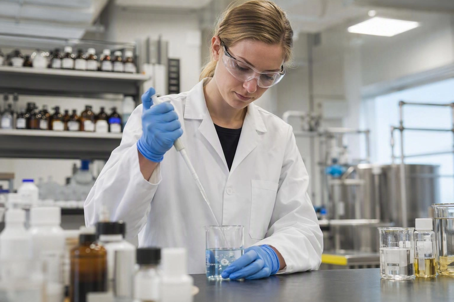 Laboratory technician conducting a custom formulation trial