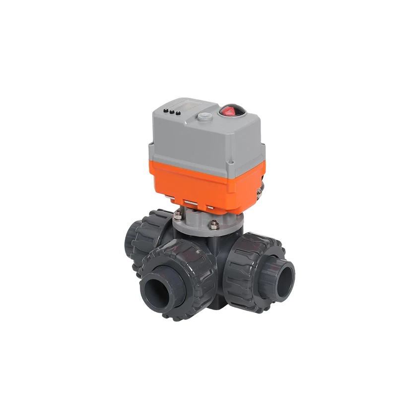Electric PVC three-way ball valve
