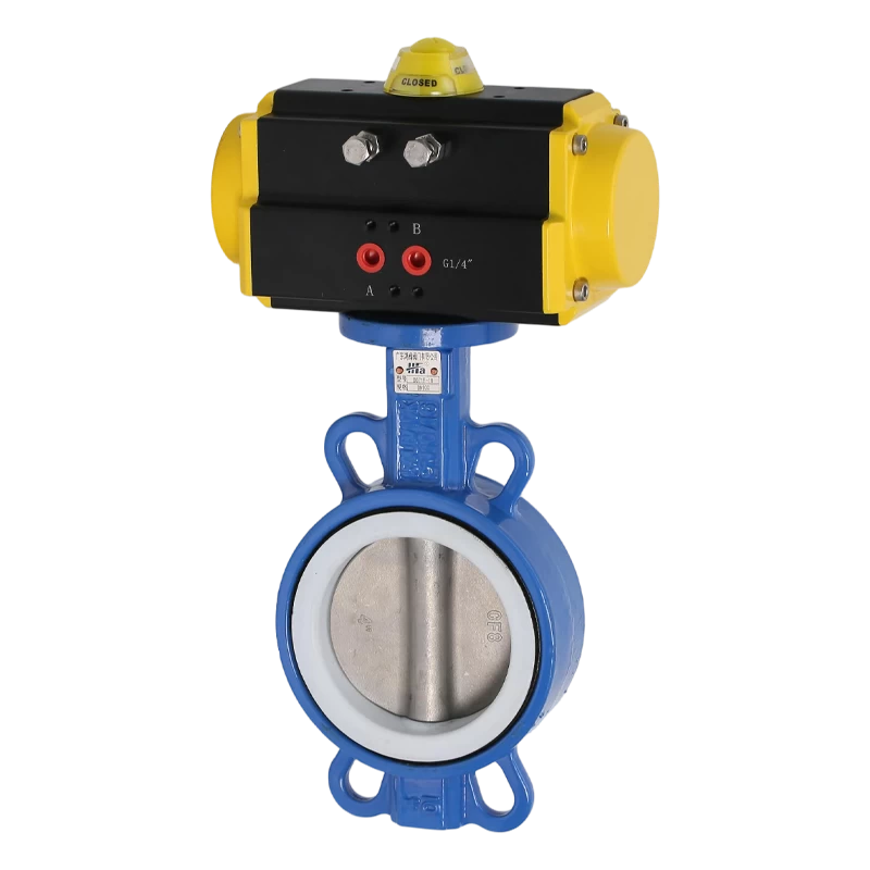 Pneumatic stainless steel fluoroplastic butterfly valve