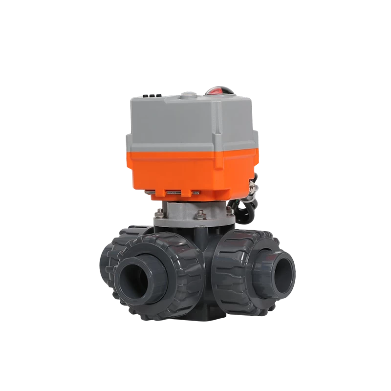 Electric PVC three-way ball valve