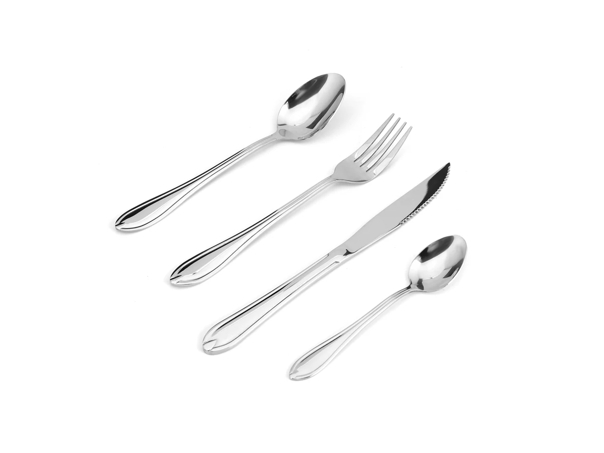 Open Loop-Bowl stainless steel flatware assortment on white background