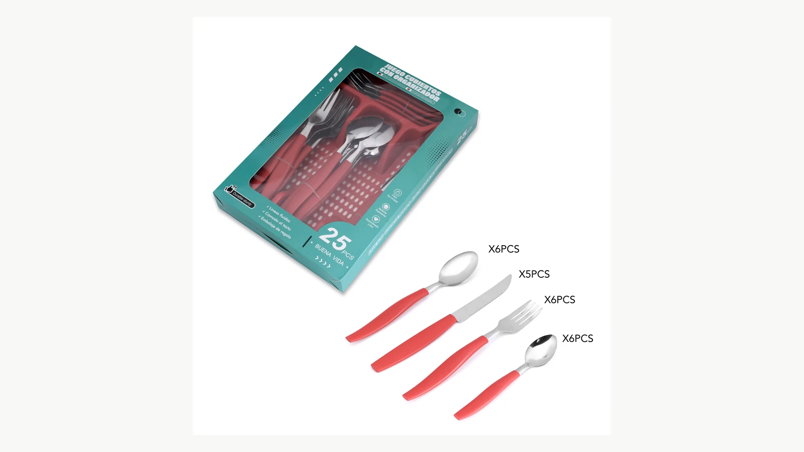 Retail package and handle options for stainless steel cutlery sets