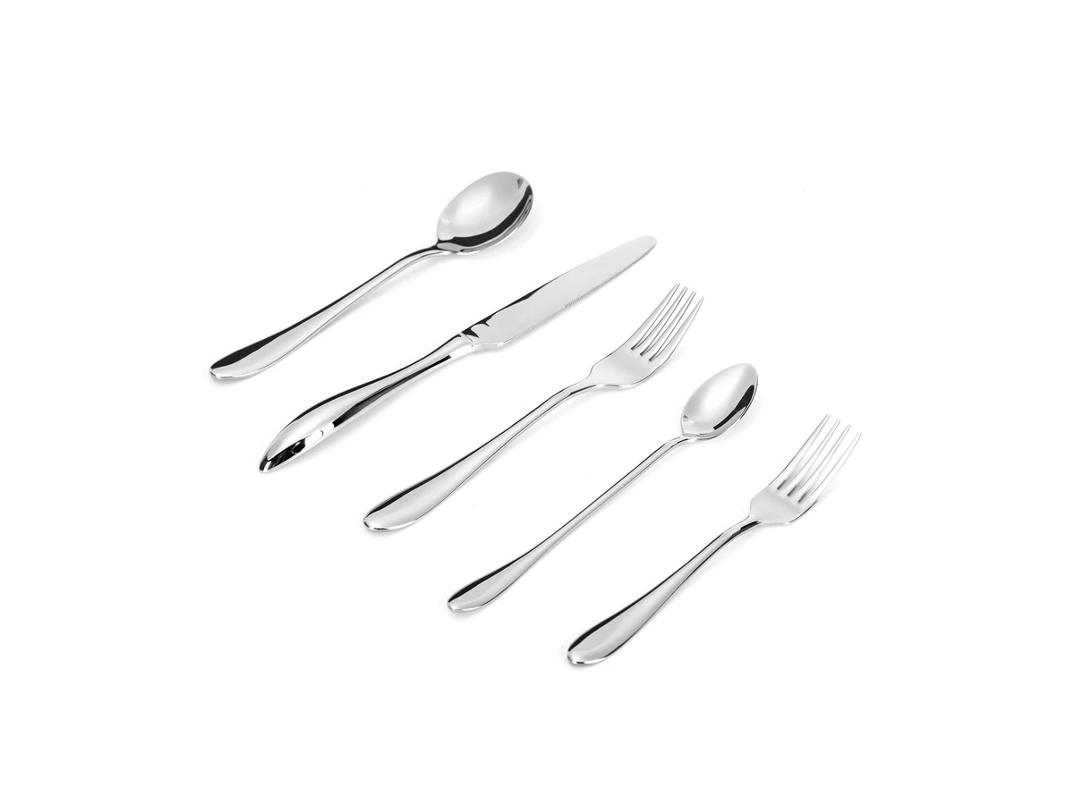 Weighted Teardrop stainless steel flatware assortment on white background