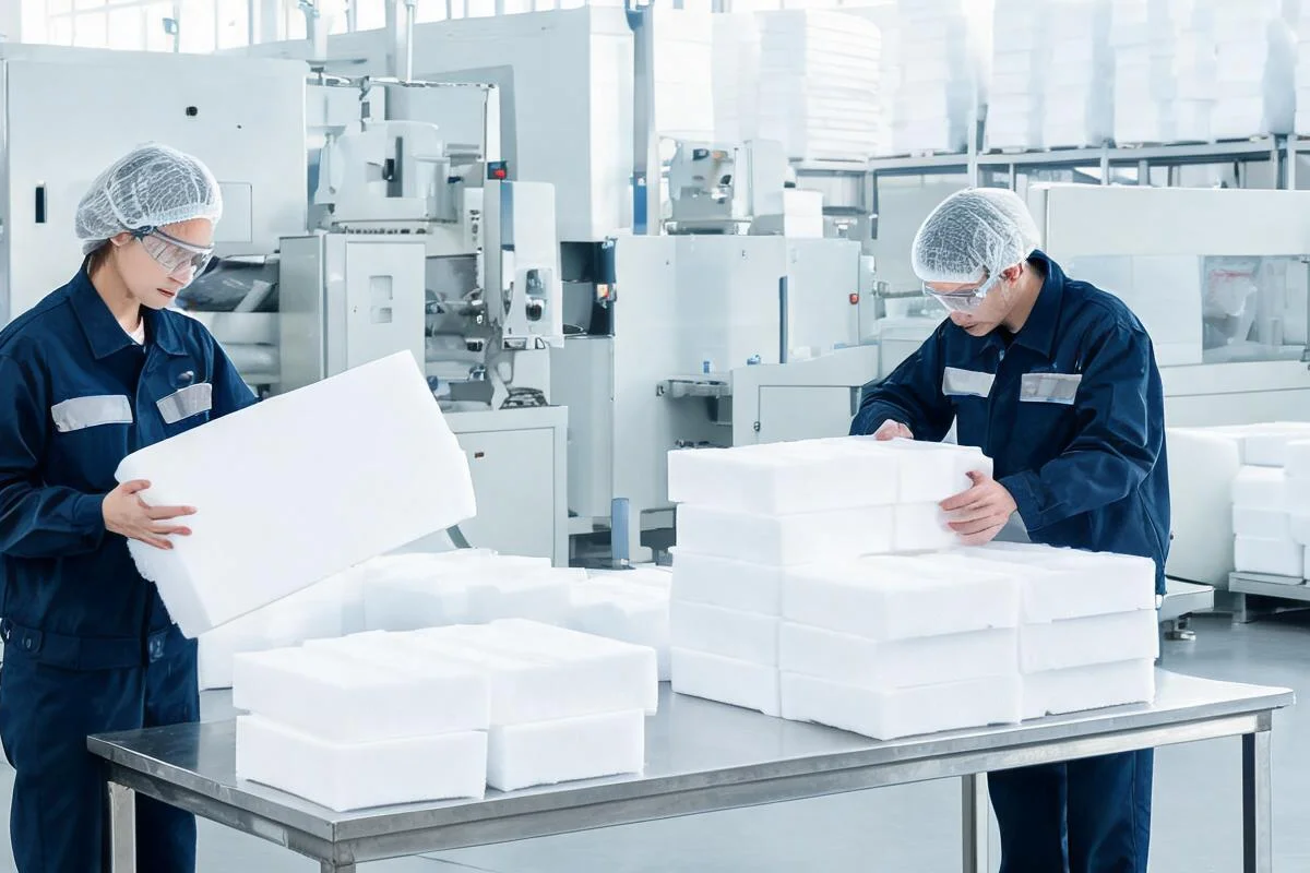 Modern EPS EPP foam manufacturing factory quality control inspection station