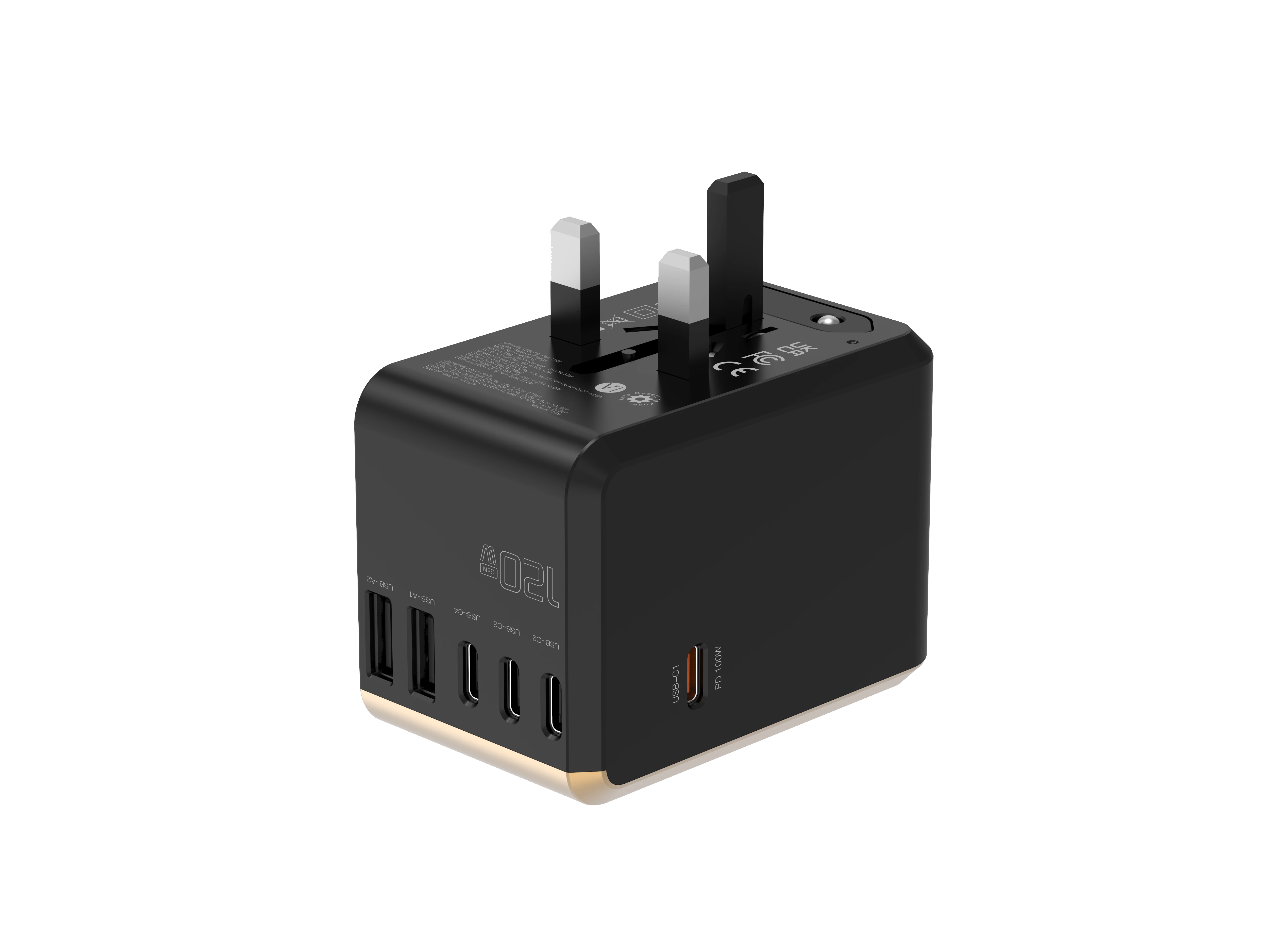 120W PD TurboLaptop Travel Adaptorwith 6 USB ports - GS26634