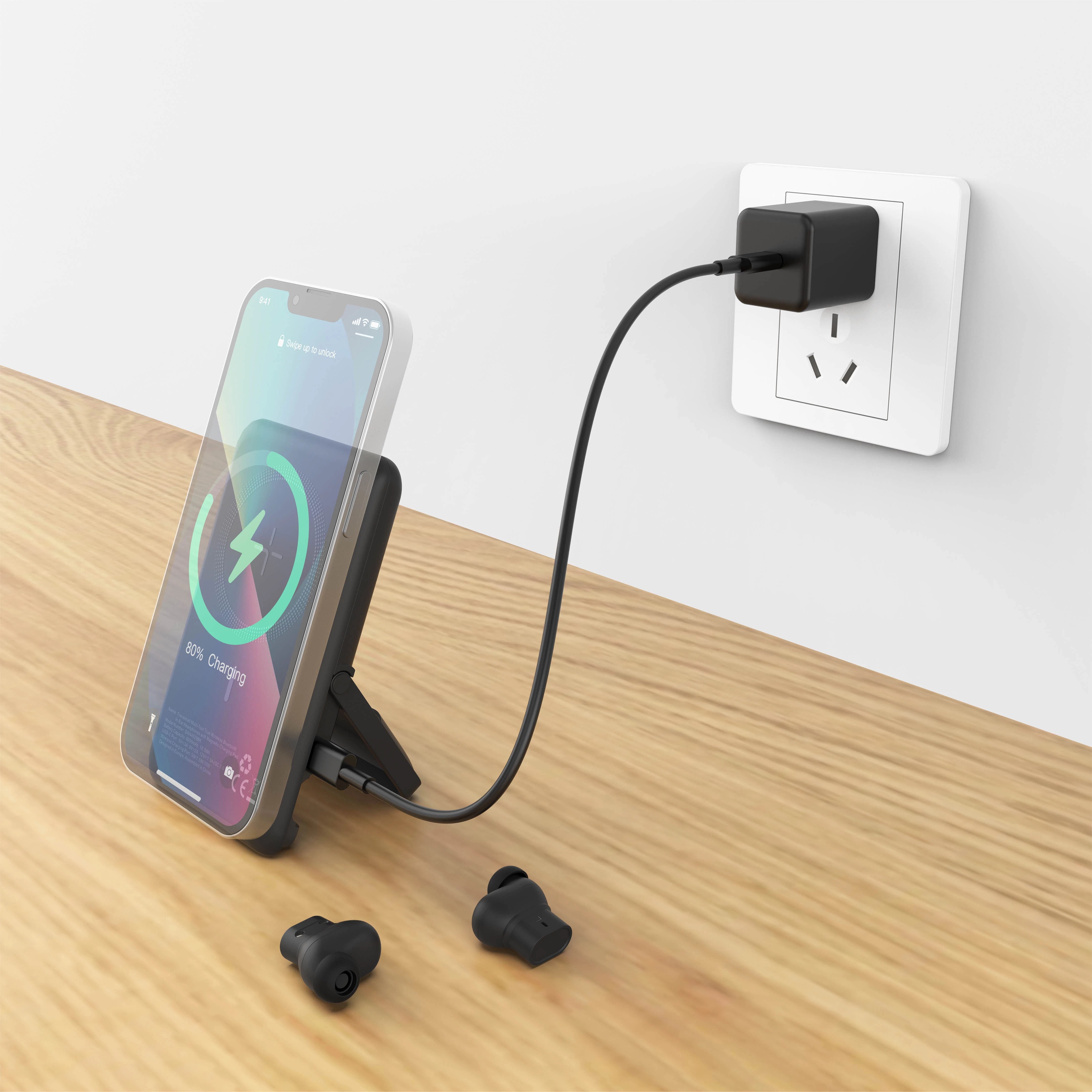 Multi-Tool True Wireless Earbuds with Magnetic Charging & Foldable Stand