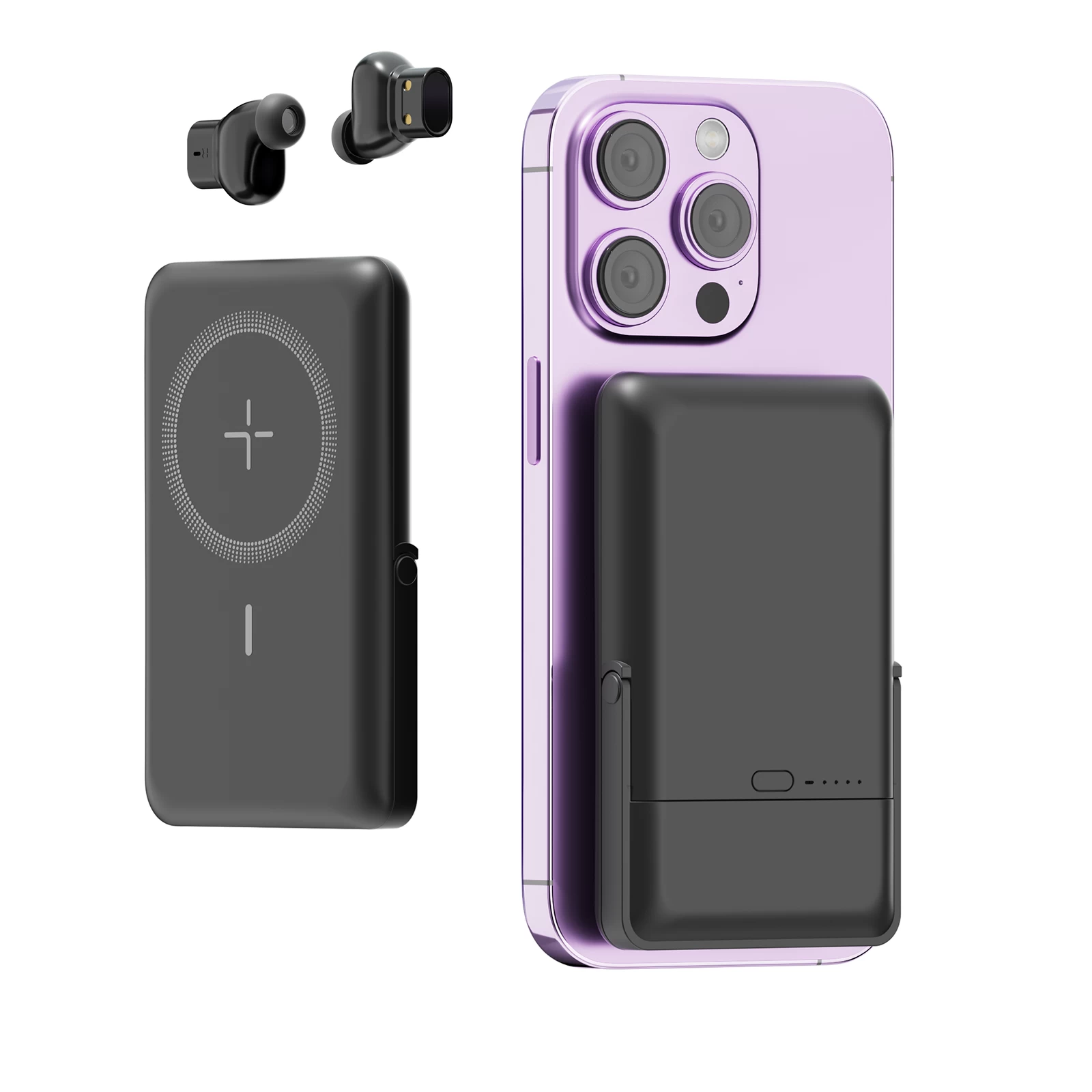 Multi-Tool True Wireless Earbuds with Magnetic Charging & Foldable Stand