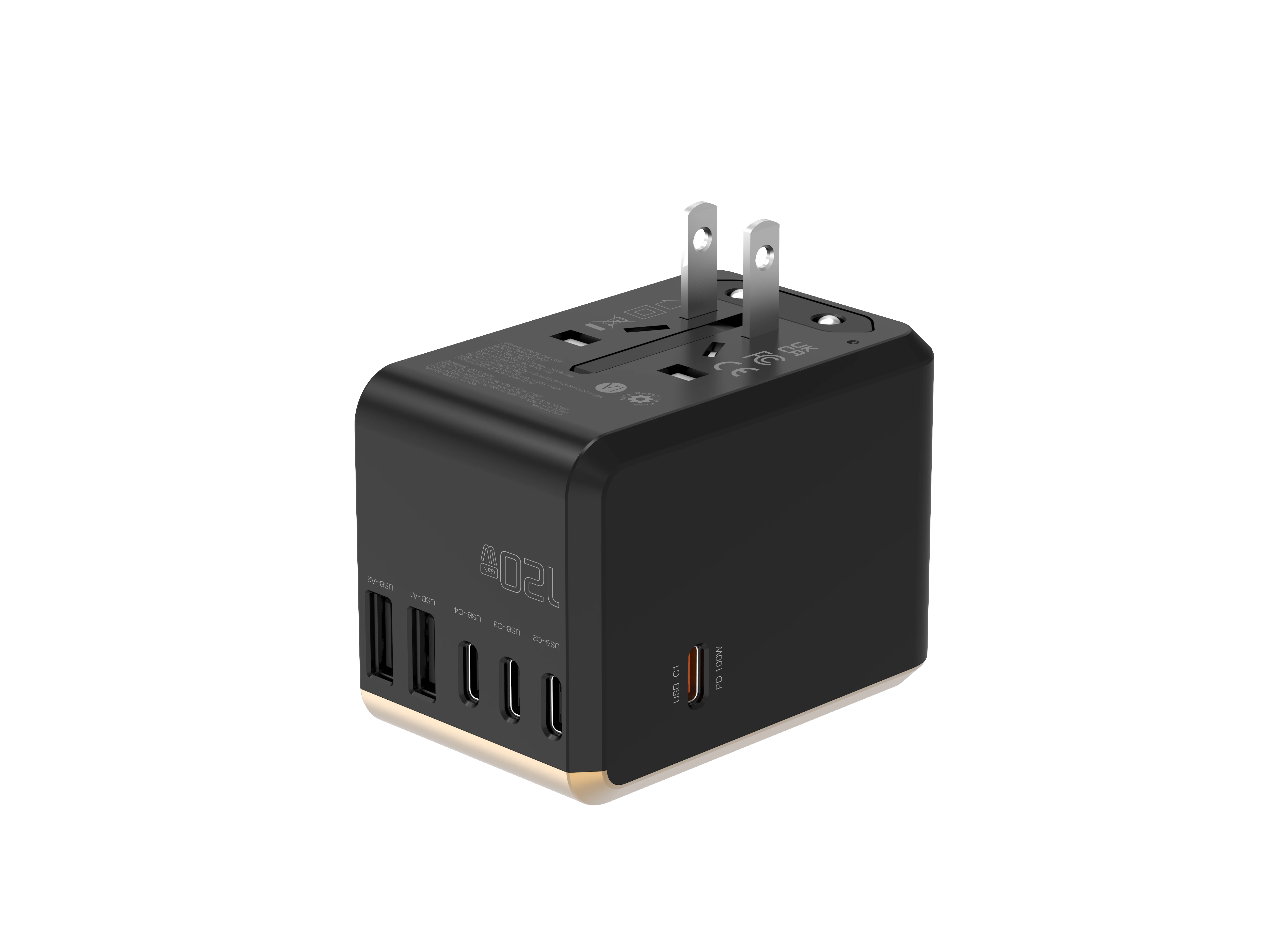 120W PD TurboLaptop Travel Adaptorwith 6 USB ports - GS26634