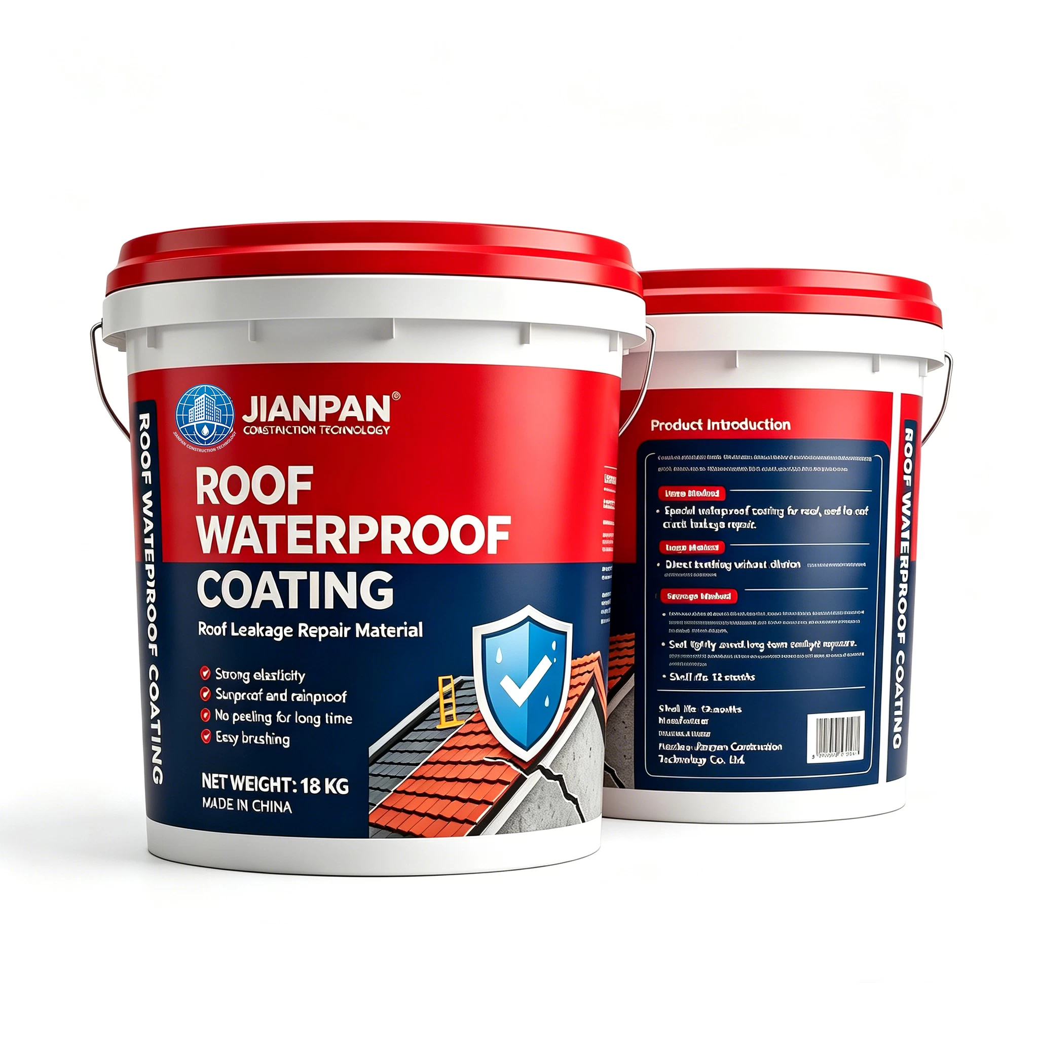 18kg Bucket Roof Waterproof Coating, Elastic Roof Leak Repair Waterproof Paint For Flat & Slope Roof