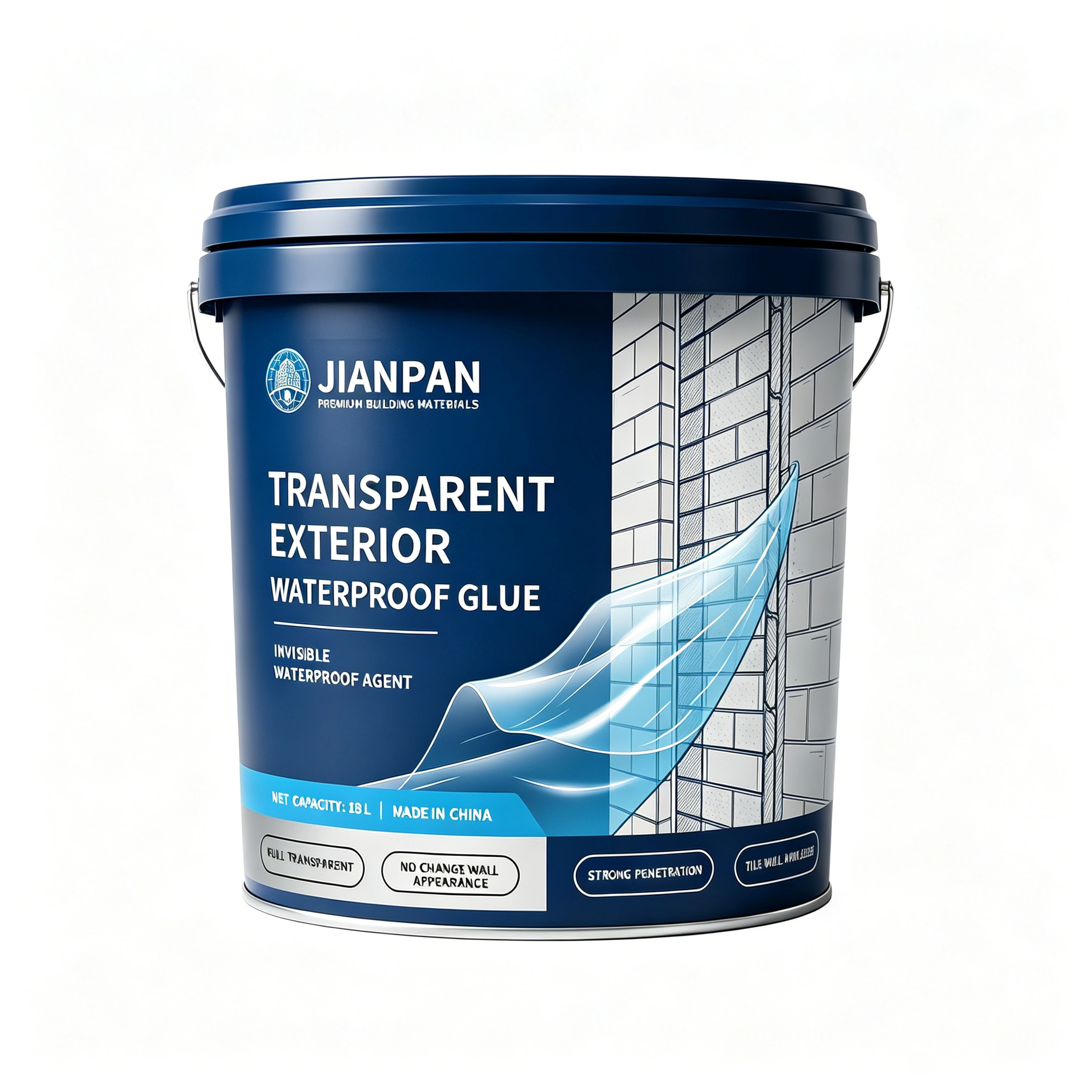 18L Bucket Exterior Wall Transparent Waterproof Coating, Invisible Anti-Leak Protective Paint For Brick, Tile & Stone Facade