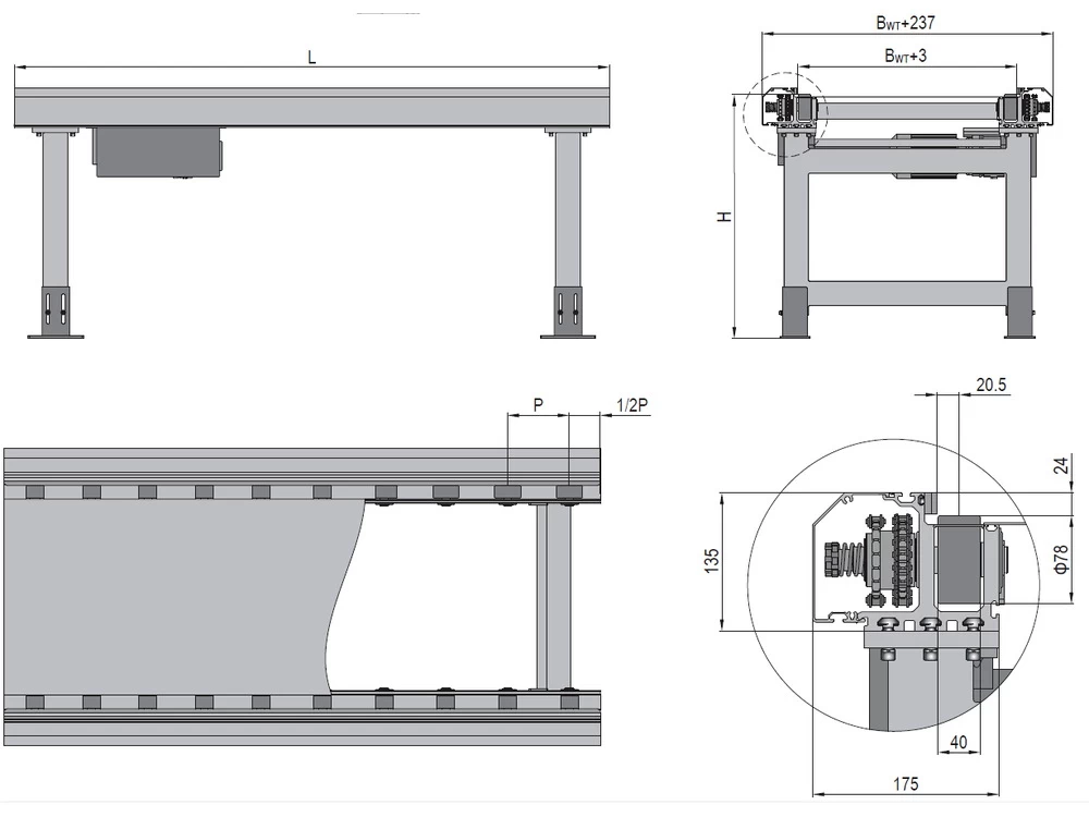 PCS5 CH2 Double-Support Chain-Drive Pallet Conveyor product view 2