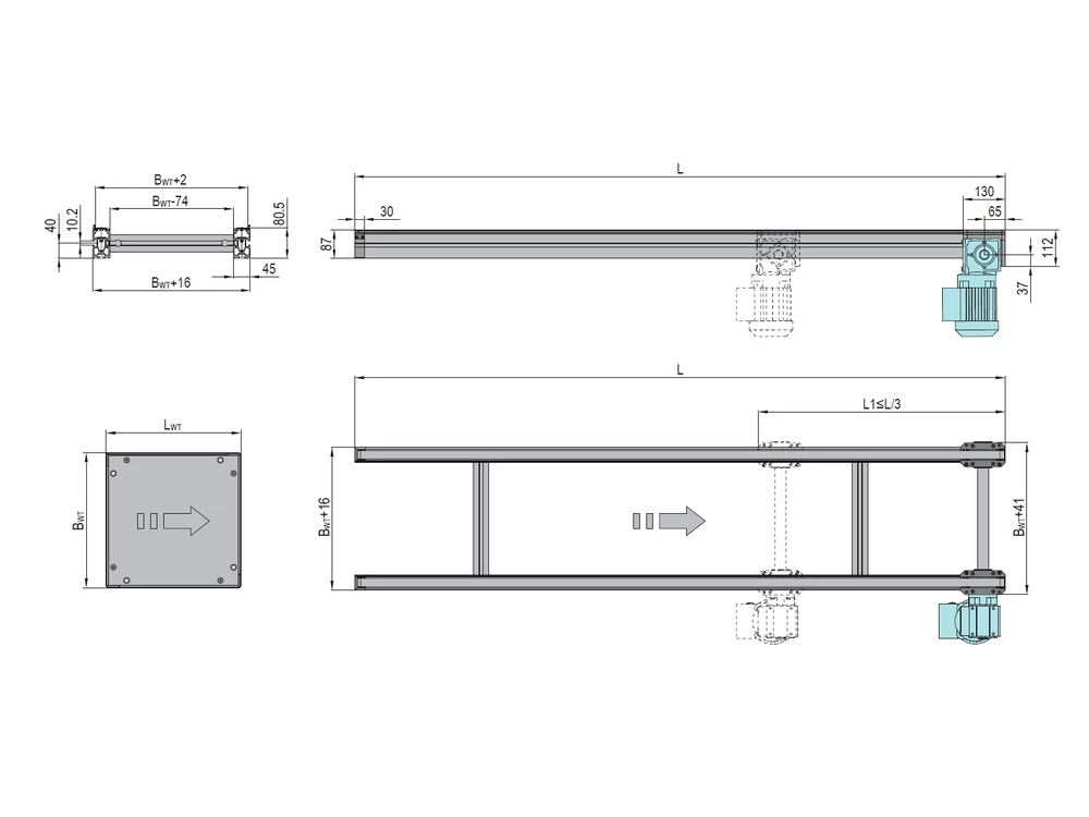 PCS1 Timing Belt Conveyor (End Drive / Center Drive) product view 2 for industrial conveying