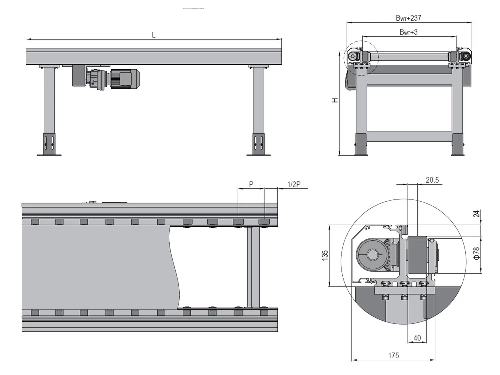PCS5 BG2 Double-Support Bevel-Gear Pallet Conveyor product view 2