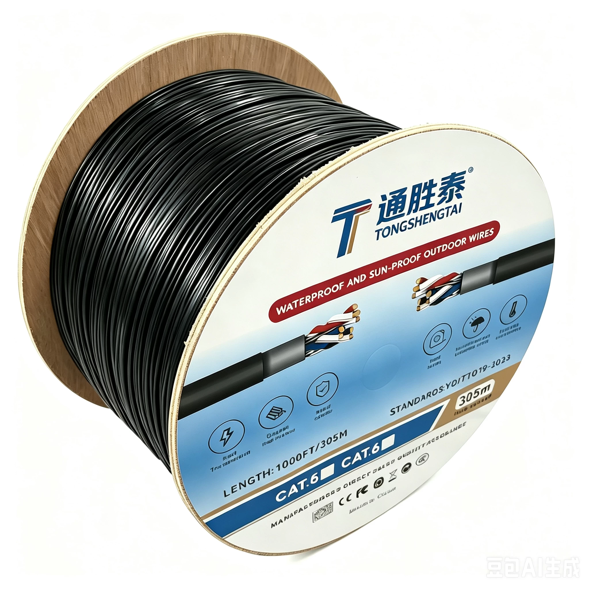 Outdoor Waterproof Cat6 SFTP Double Sheath Network Cable