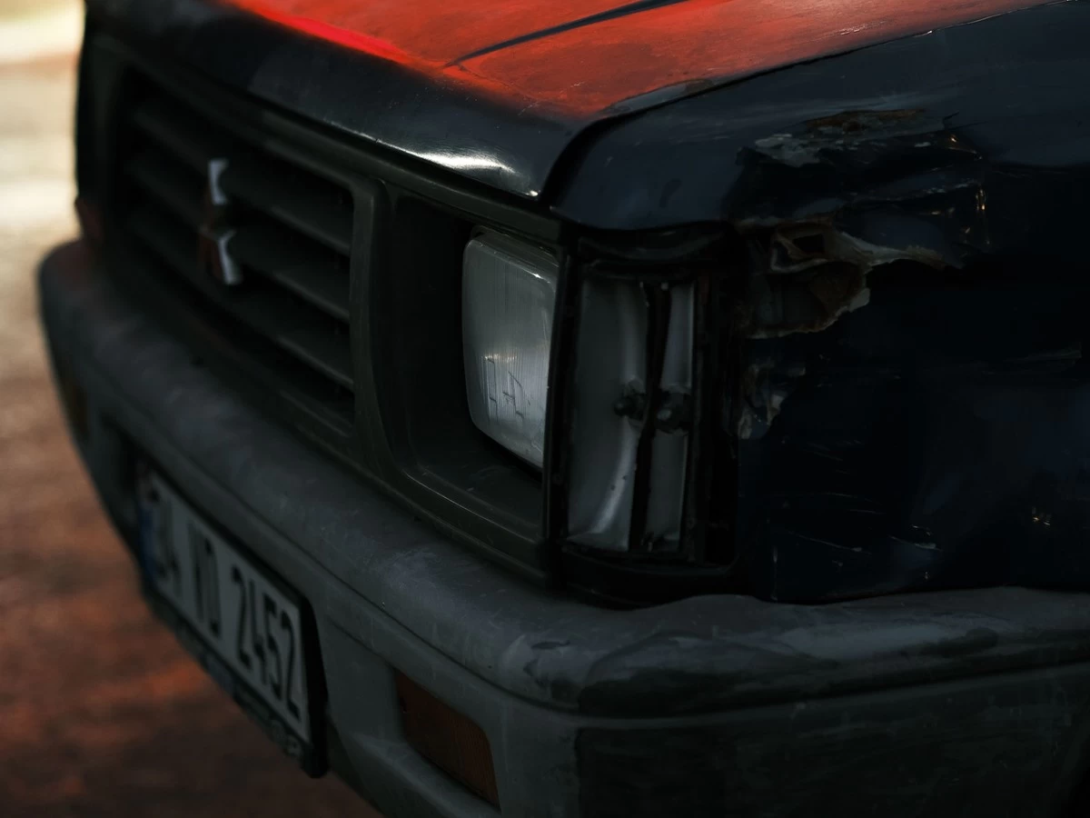 Crashed Vehicle Front End Close Up