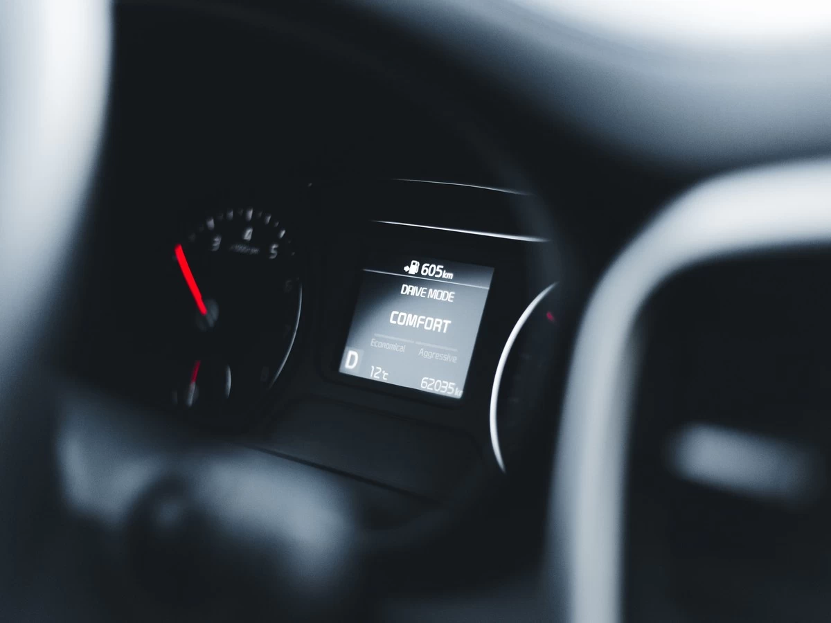 Digital Odometer Close Up On Dashboard