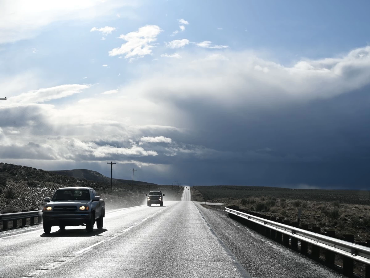 Classic Car On Scenic Us Highway