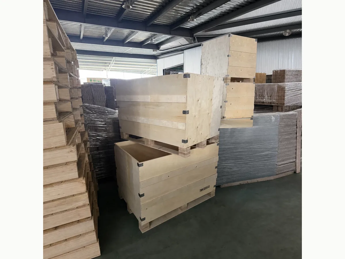 Large wooden export case prepared for industrial equipment