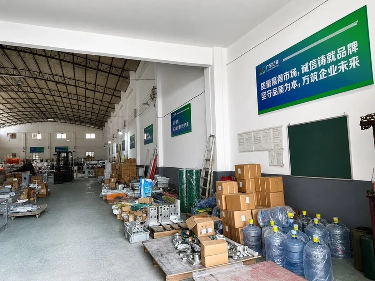 Workshop materials staging area for equipment assembly