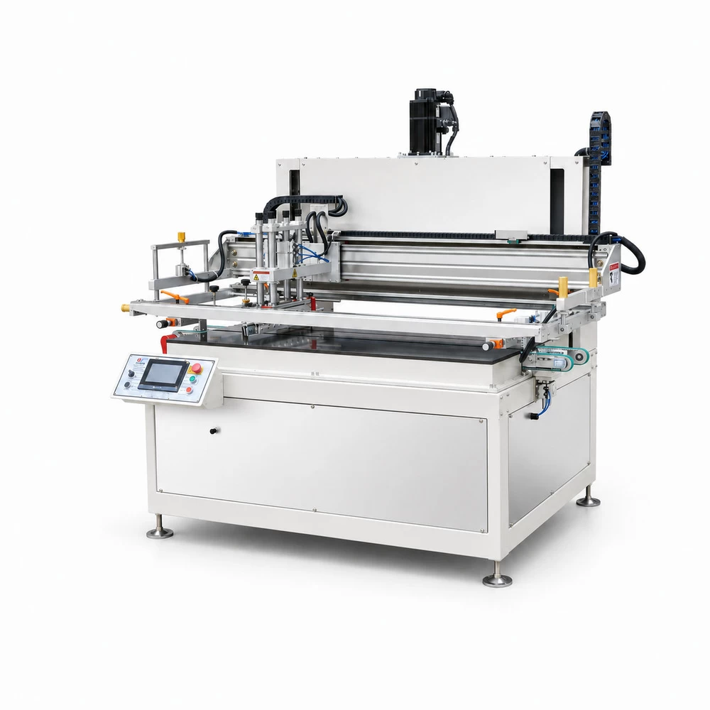 YSC semi-automatic screen printing machine with conveyor and print frame