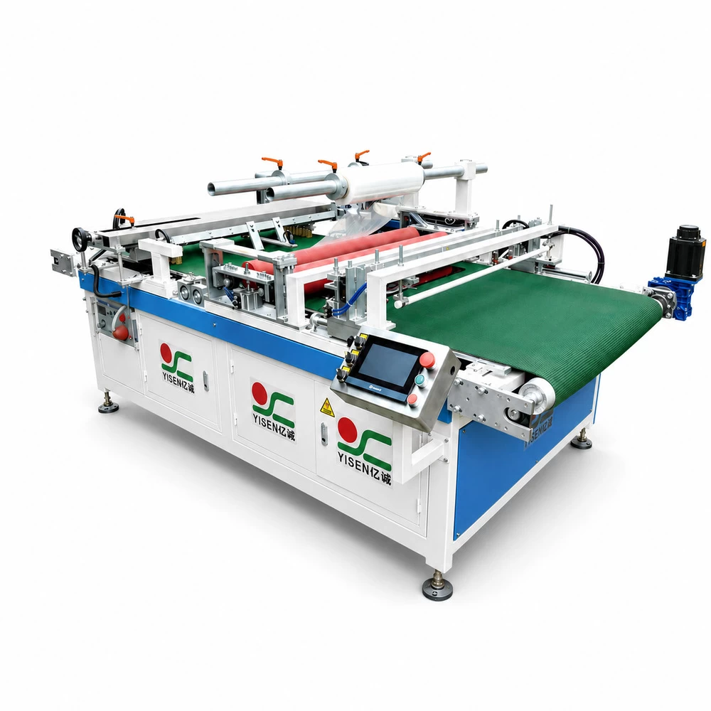 Full automatic glass film applicator with rolls conveyor and touchscreen