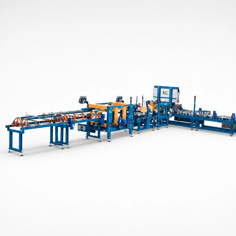 Automatic ceramic tile packaging line with modular conveyor equipment