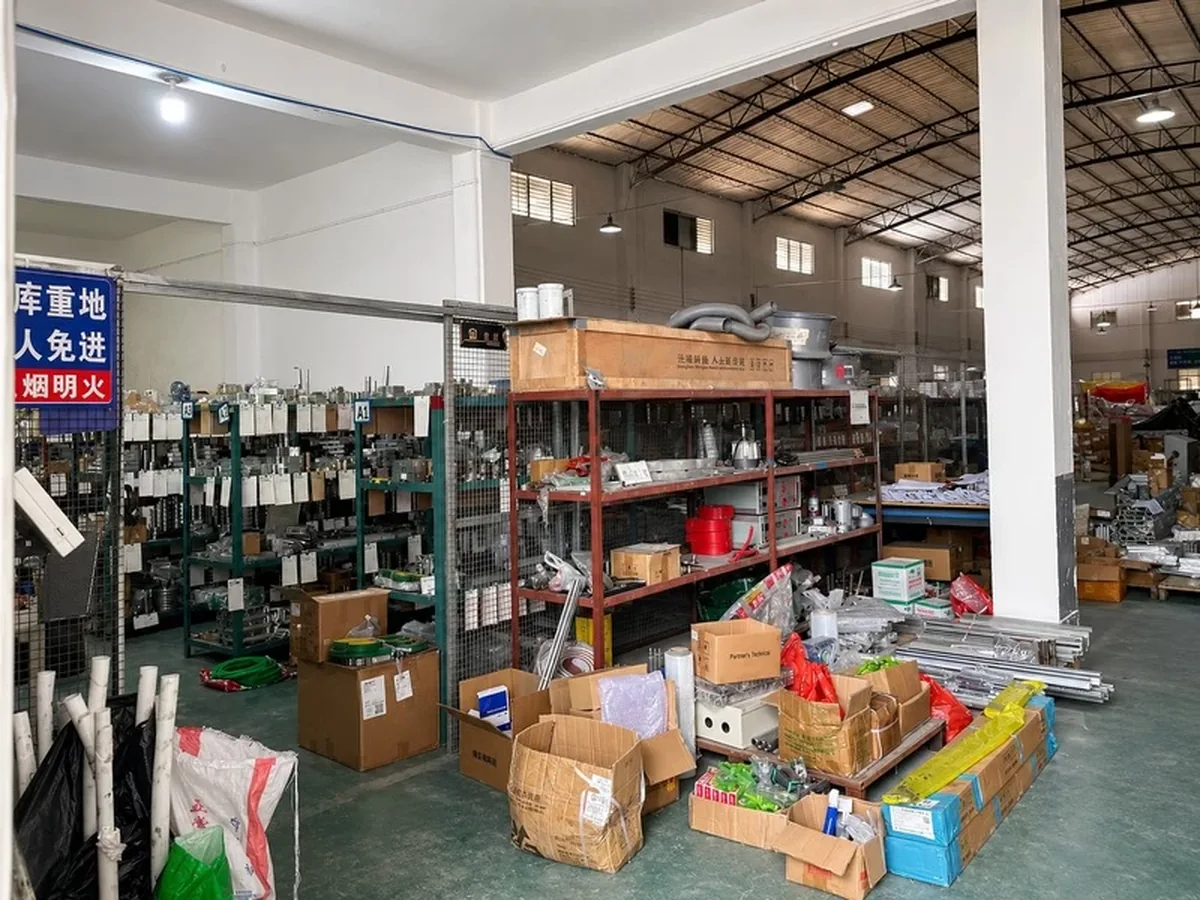 Workshop storage area for production parts and materials