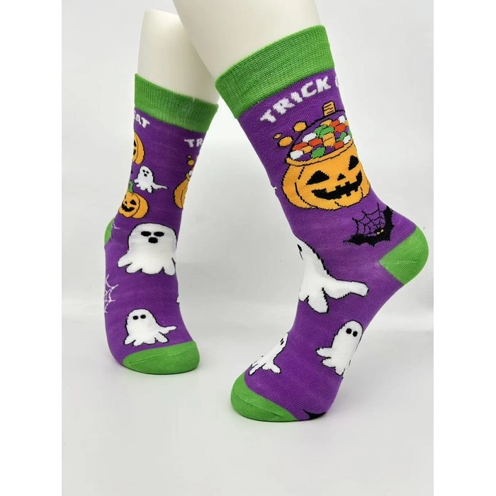 Halloween Crew Socks | 144-Needle Jacquard Festive Pattern Socks