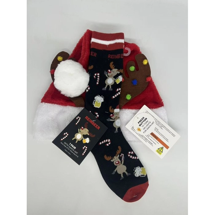 Christmas Santa Hat & Socks Gift Set | Festive Holiday Combo