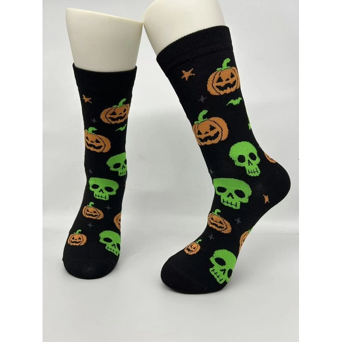 Halloween Crew Socks | 144-Needle Jacquard Festive Pattern Socks