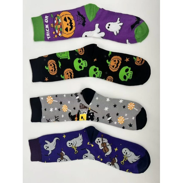 Halloween Crew Socks | 144-Needle Jacquard Festive Pattern Socks