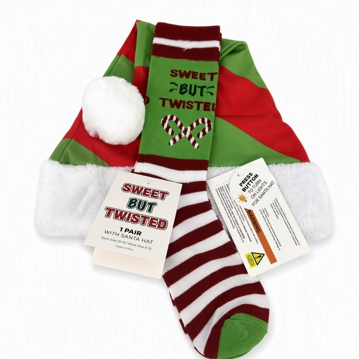 Christmas Santa Hat & Socks Gift Set | Festive Holiday Combo