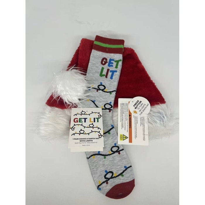 Christmas Santa Hat & Socks Gift Set | Festive Holiday Combo