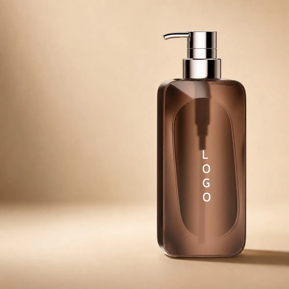 Amber silky hydrating shampoo bottle with metallic pump