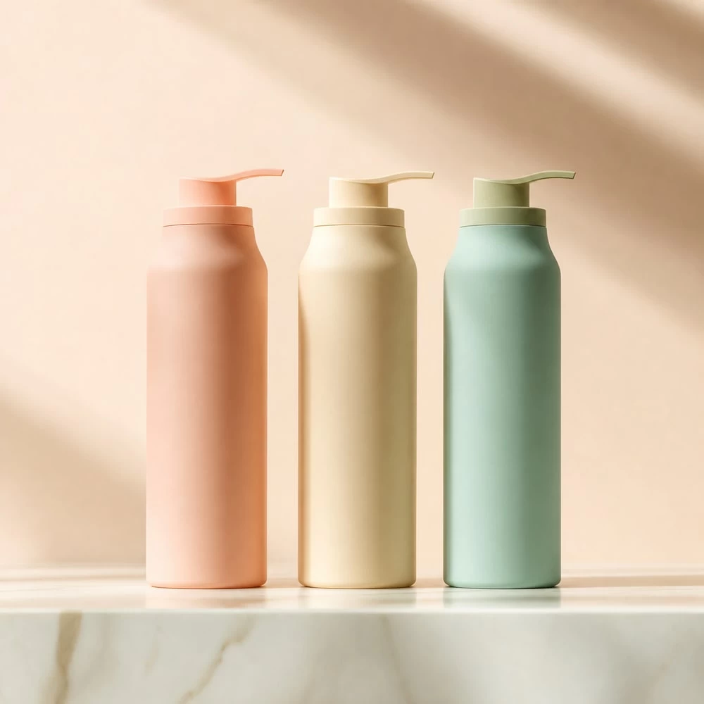 Pastel high moisture body wash bottles in three colors