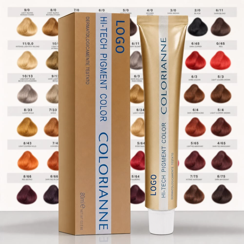 Vivid hair color tube with printed shade chart carton