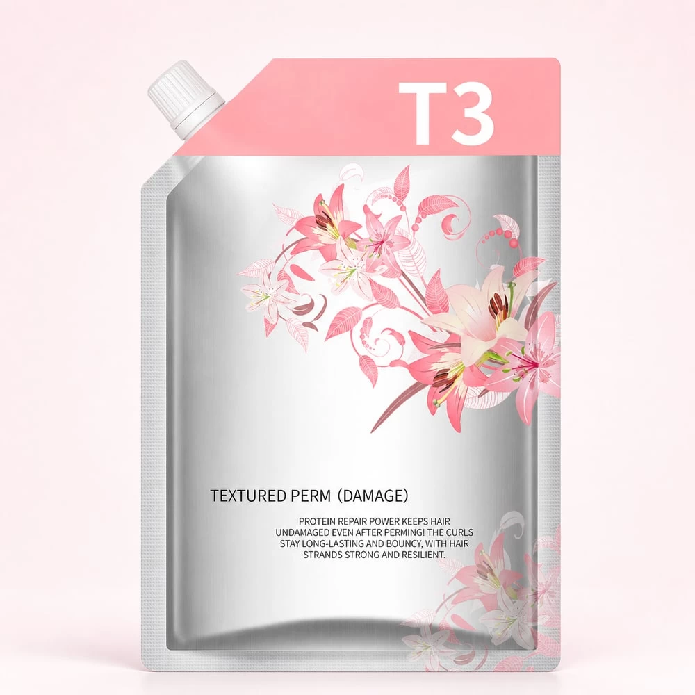 Pink floral thermal perm cream refill pouch